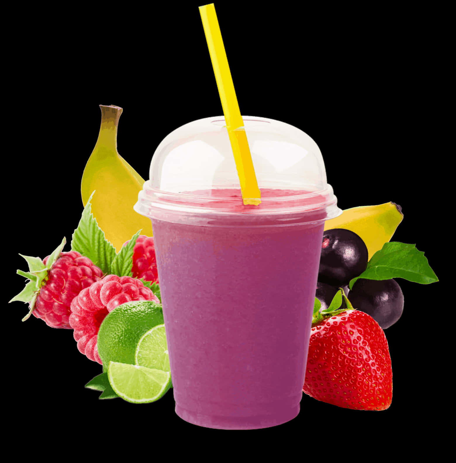 Berry Banana Smoothiewith Fruits PNG Image