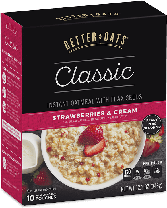 Better Oats Strawberries Cream Instant Oatmeal PNG Image