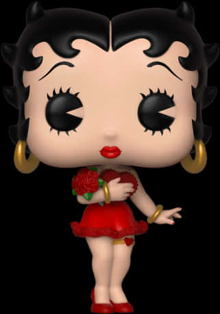 Betty Boop Figurine With Flowers PNG Image