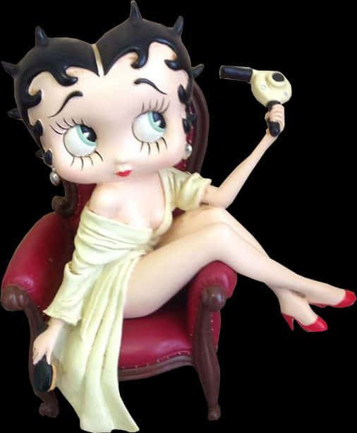 Betty Boop Figurinewith Phone PNG Image