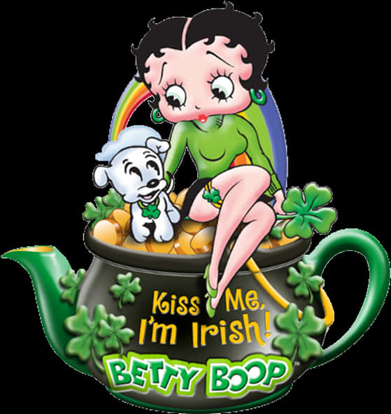 Betty Boop Irish Teapot Celebration PNG Image