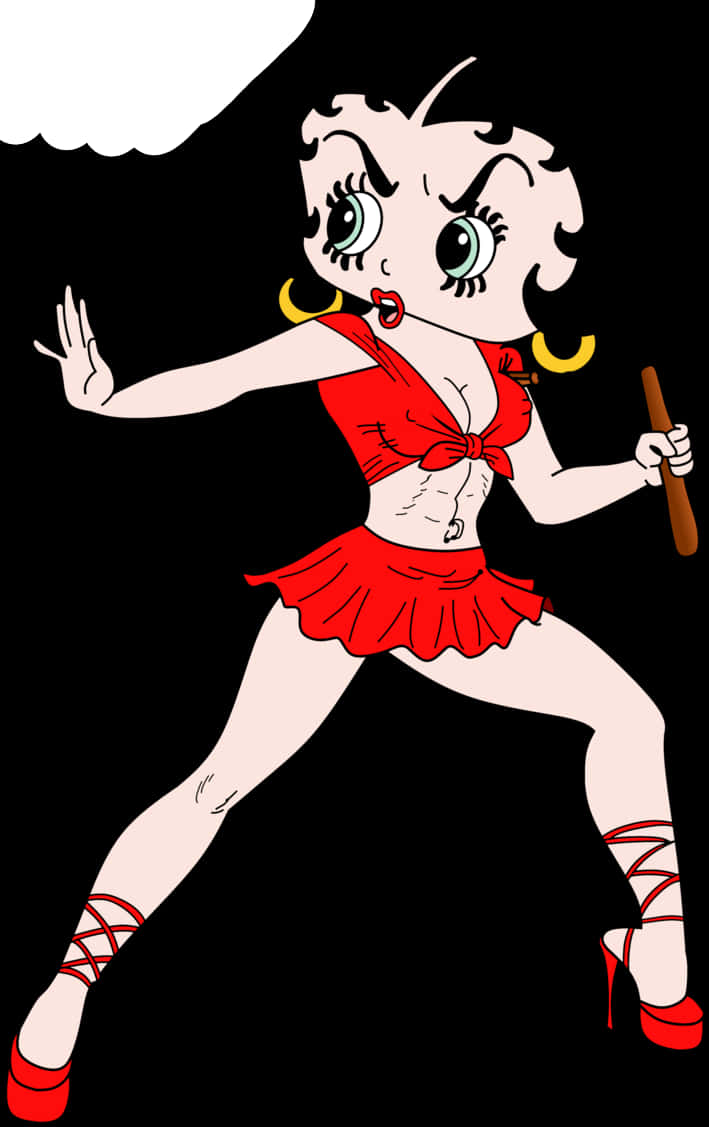 Betty Boop Red Dress Classic Pose PNG Image