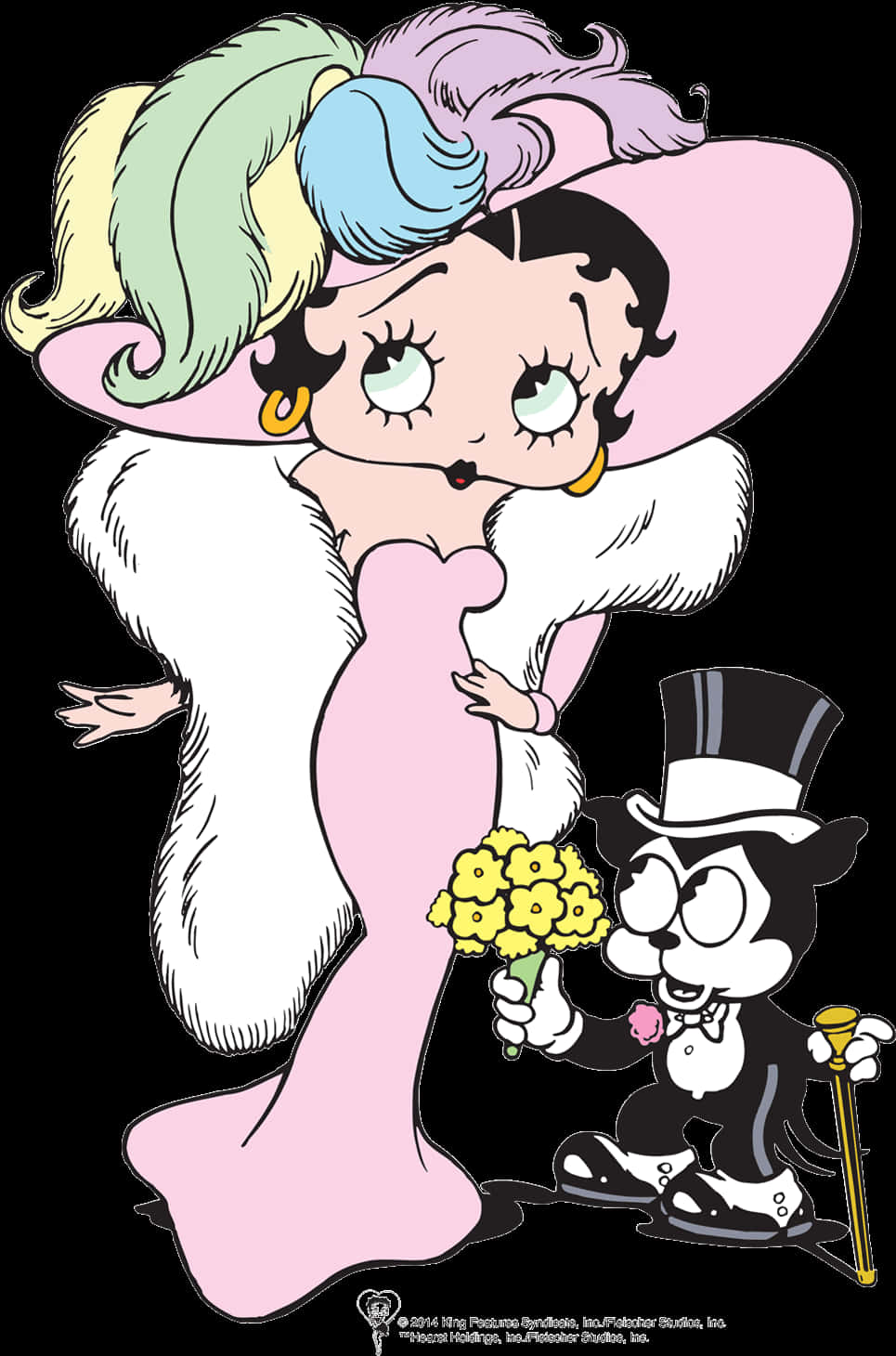 Betty Boopand Bimbowith Flowers PNG Image