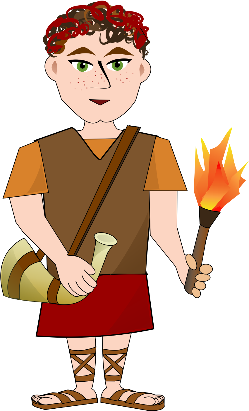 Biblical Character With Torchand Horn PNG Image