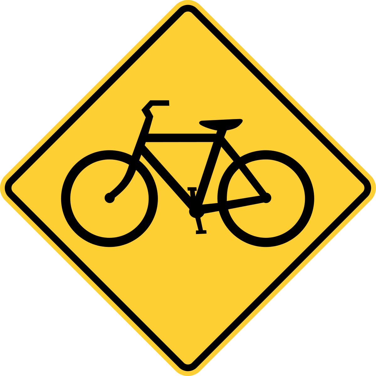 Bicycle Warning Sign PNG Image