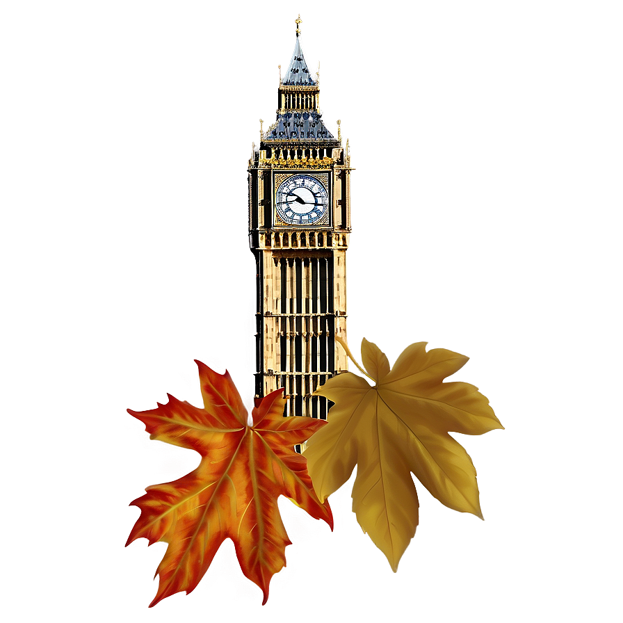 Big Ben And Autumn Leaves Png Fsp9 PNG Image