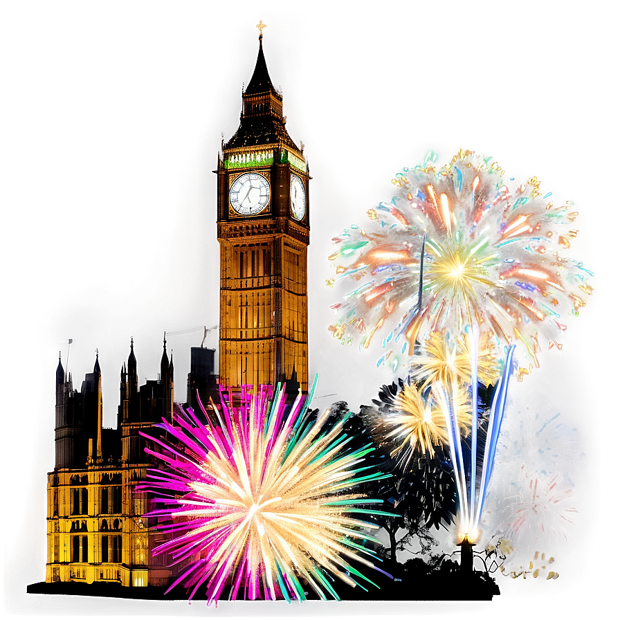 Big Ben New Year Fireworks Png 06112024 PNG Image