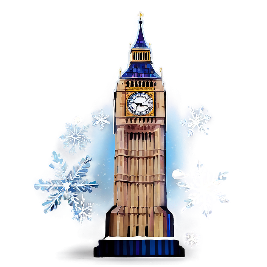 Big Ben With Snowflakes Png Ufp PNG Image