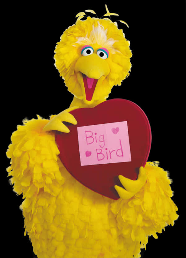 Big Bird Holding Heart Sign PNG Image