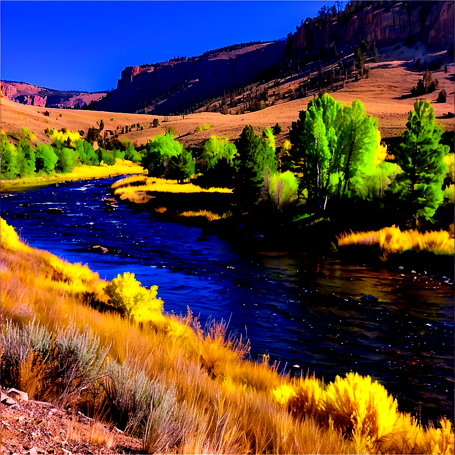 Big Horn River Fly Fishing Wyoming Png Wiu PNG Image