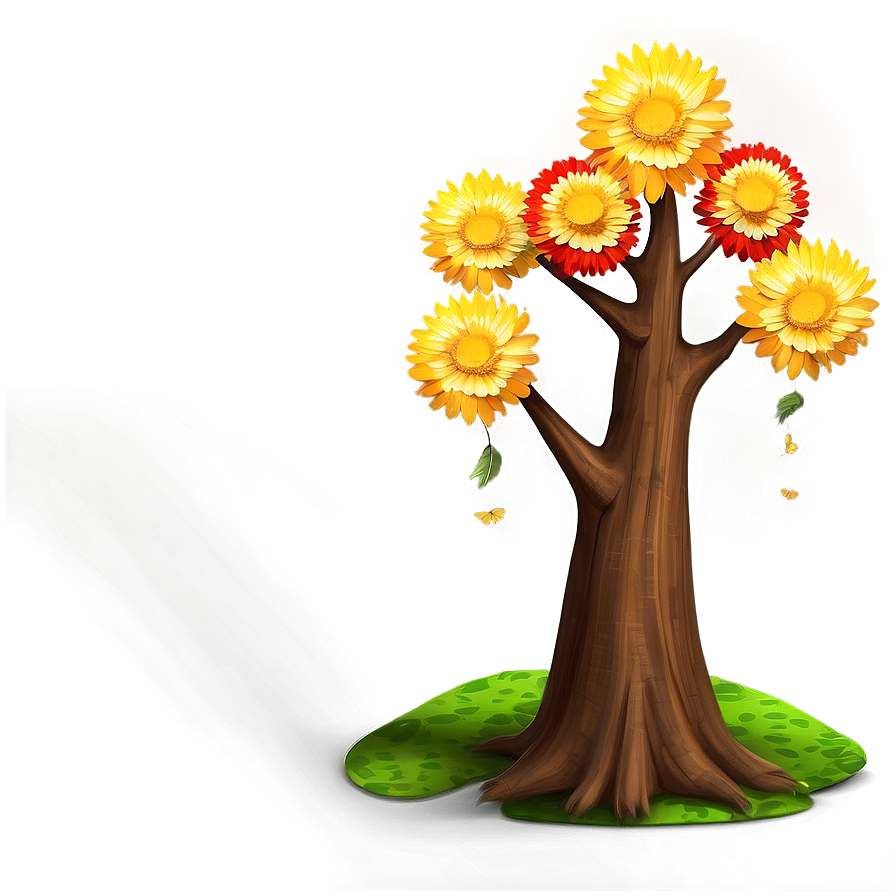 Big Tree With Colorful Flowers Png Exi PNG Image