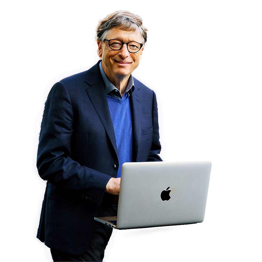 Bill Gates With Laptop Png Pcg54 PNG Image