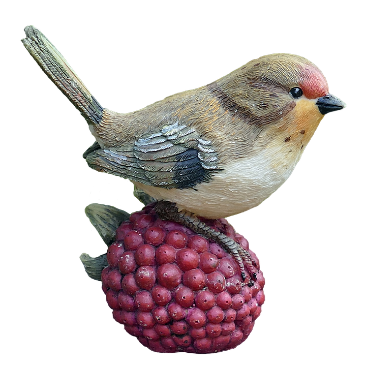 Bird Figurineon Raspberry Sculpture.png PNG Image