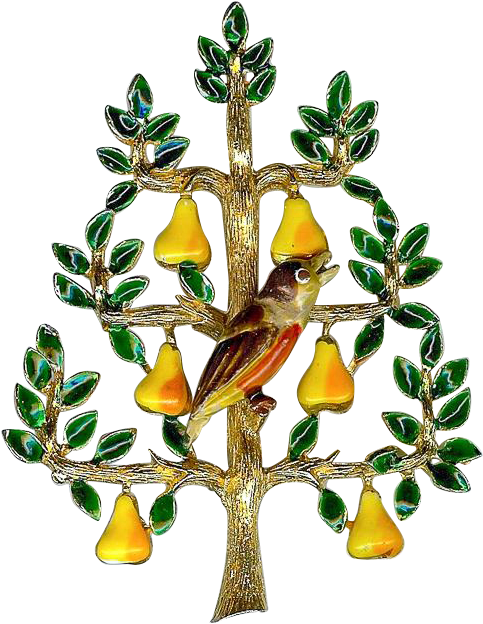 Birdon Pear Tree Brooch PNG Image