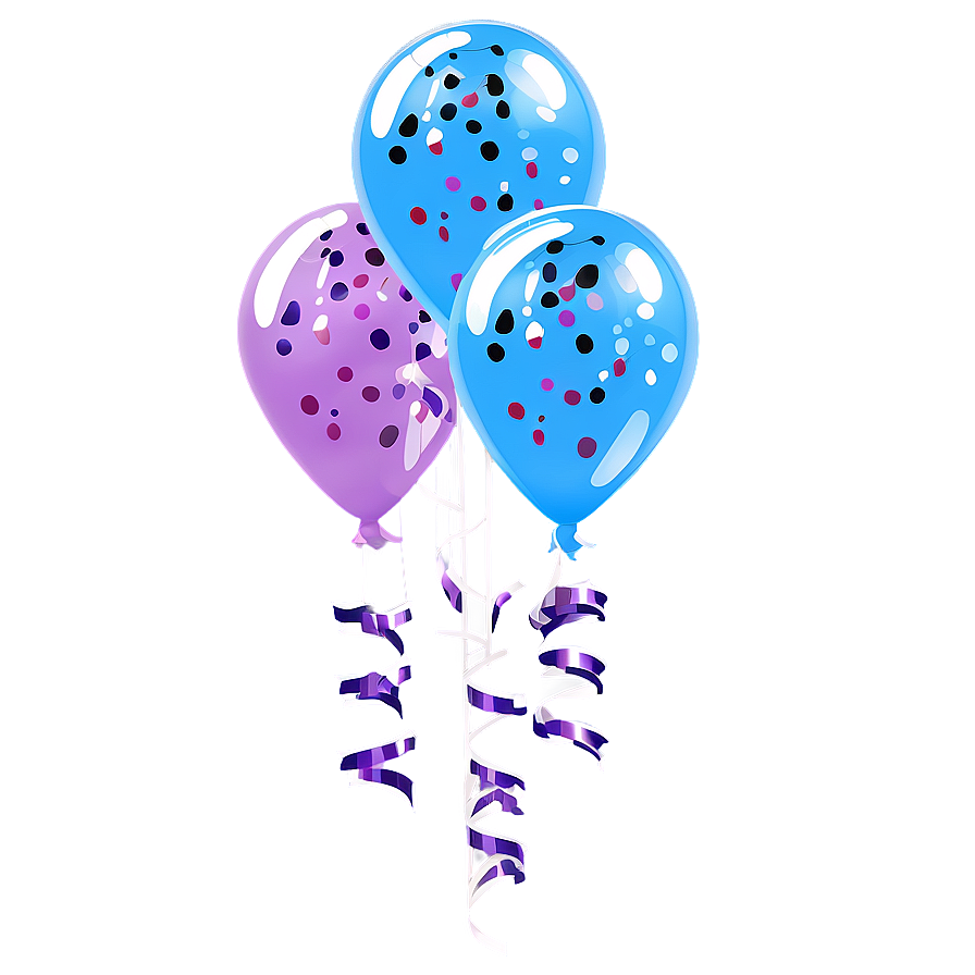 Birthday Balloon With Confetti Png 40 PNG Image