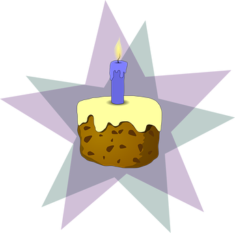 Birthday Cake Single Candle Illustration PNG Image