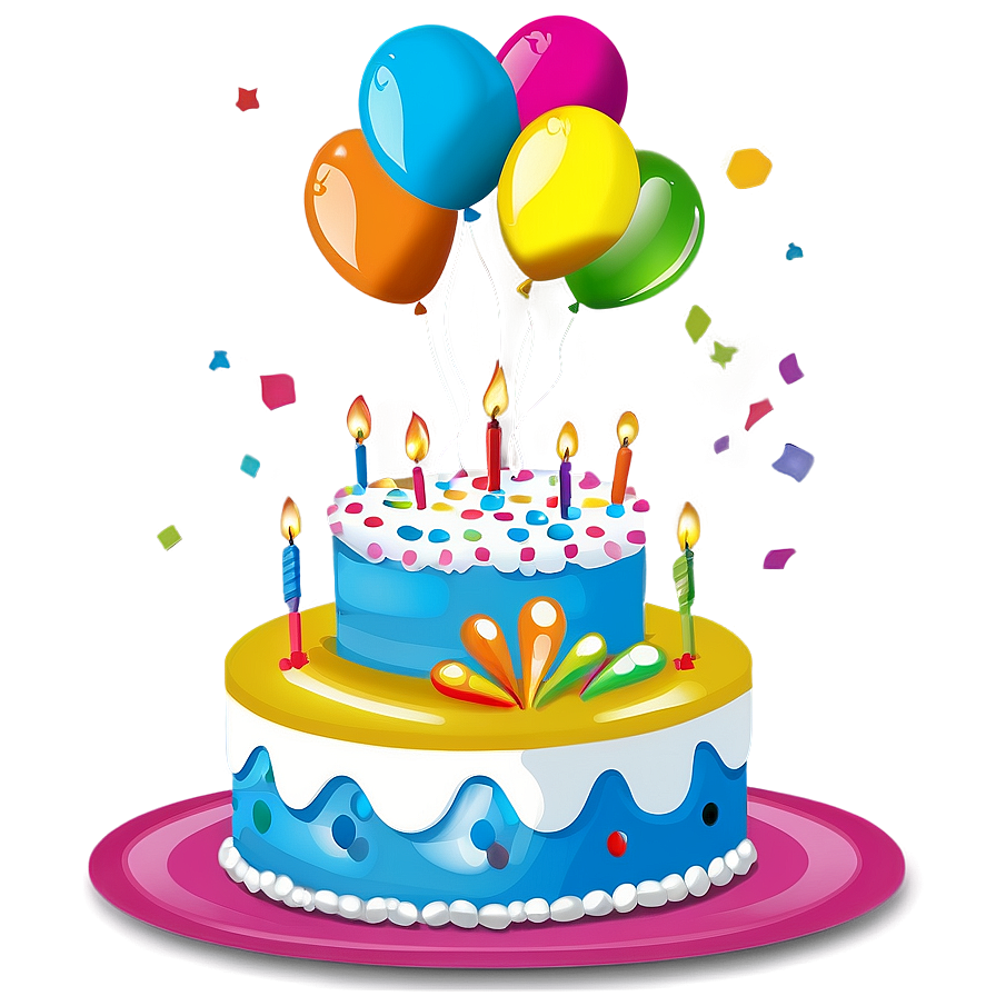 Birthday Cake With Balloons Png Ayf92 PNG Image