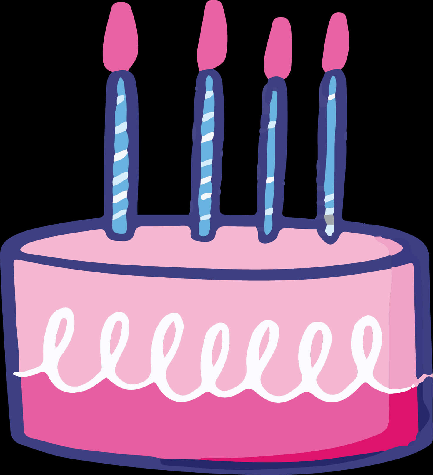 Birthday Cake With Blue Candles Vector PNG Image