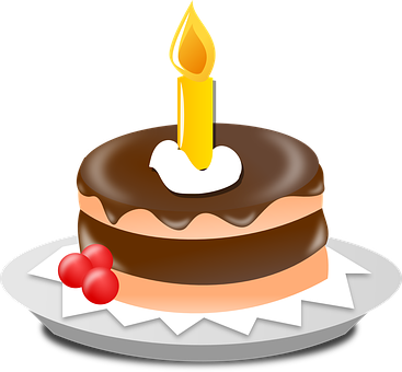 Birthday Cake With One Candle PNG Image