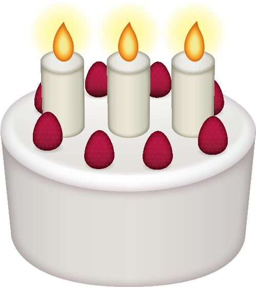 Birthday Cakewith Candlesand Raspberries.png PNG Image