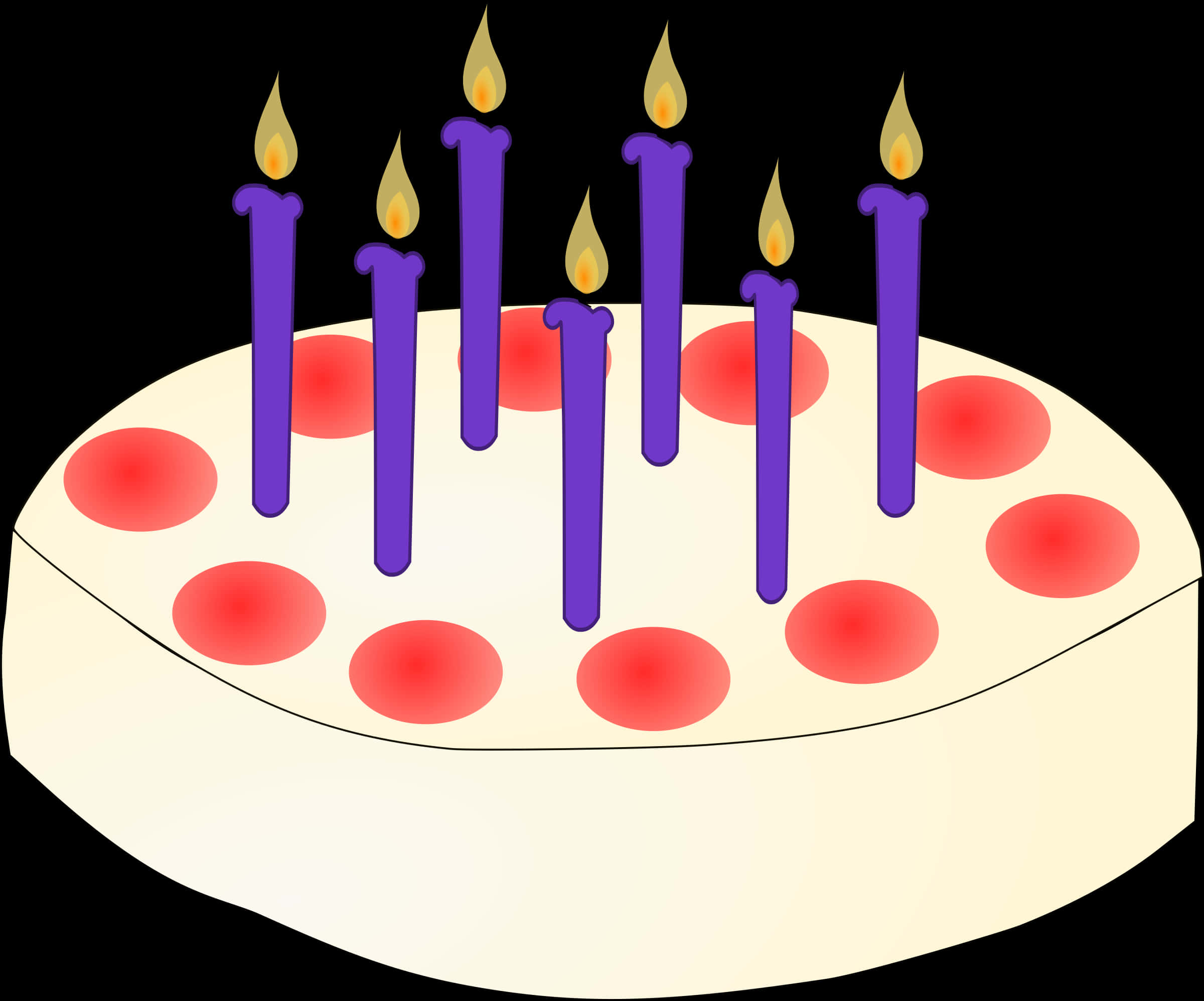 Birthday Cakewith Purple Candles PNG Image