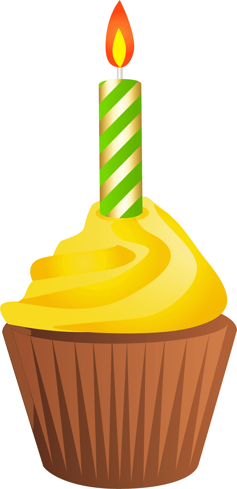 Birthday Cupcake With Candle PNG Image