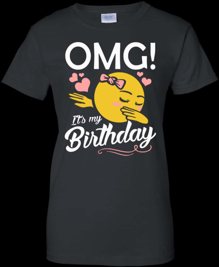 Birthday Emoji Black T Shirt PNG Image