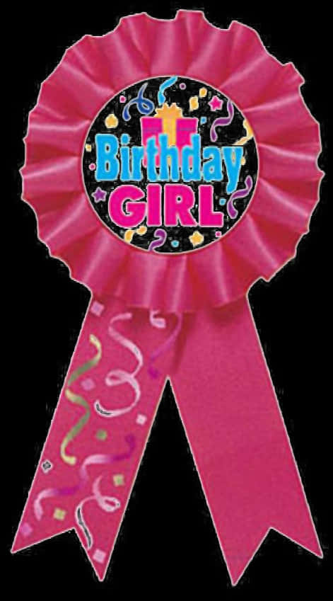 Birthday Girl Pink Ribbon Award PNG Image