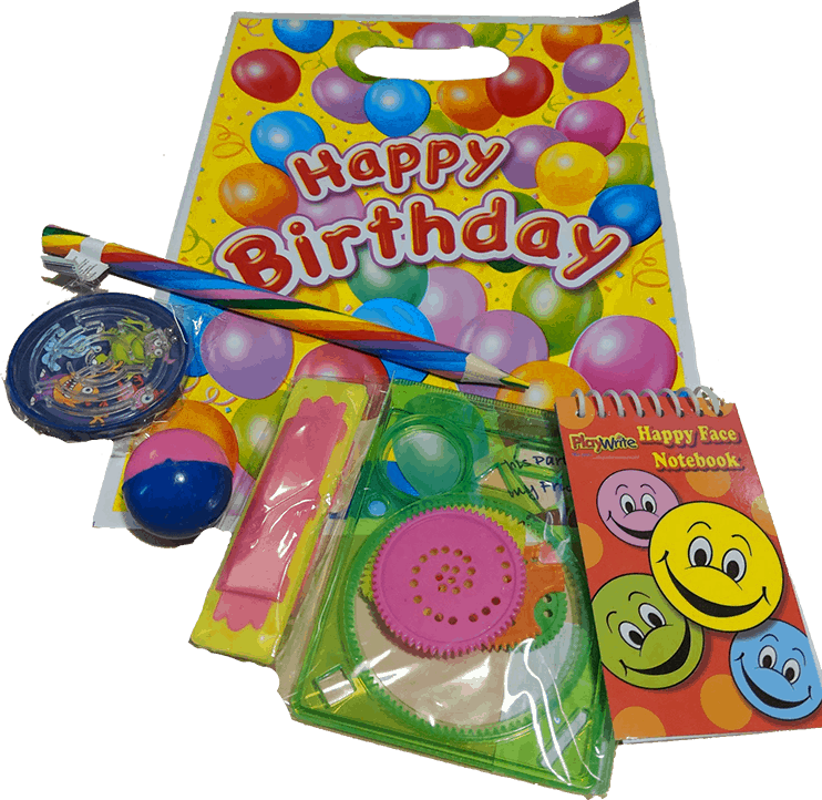 Birthday Party Favor Bag Items PNG Image