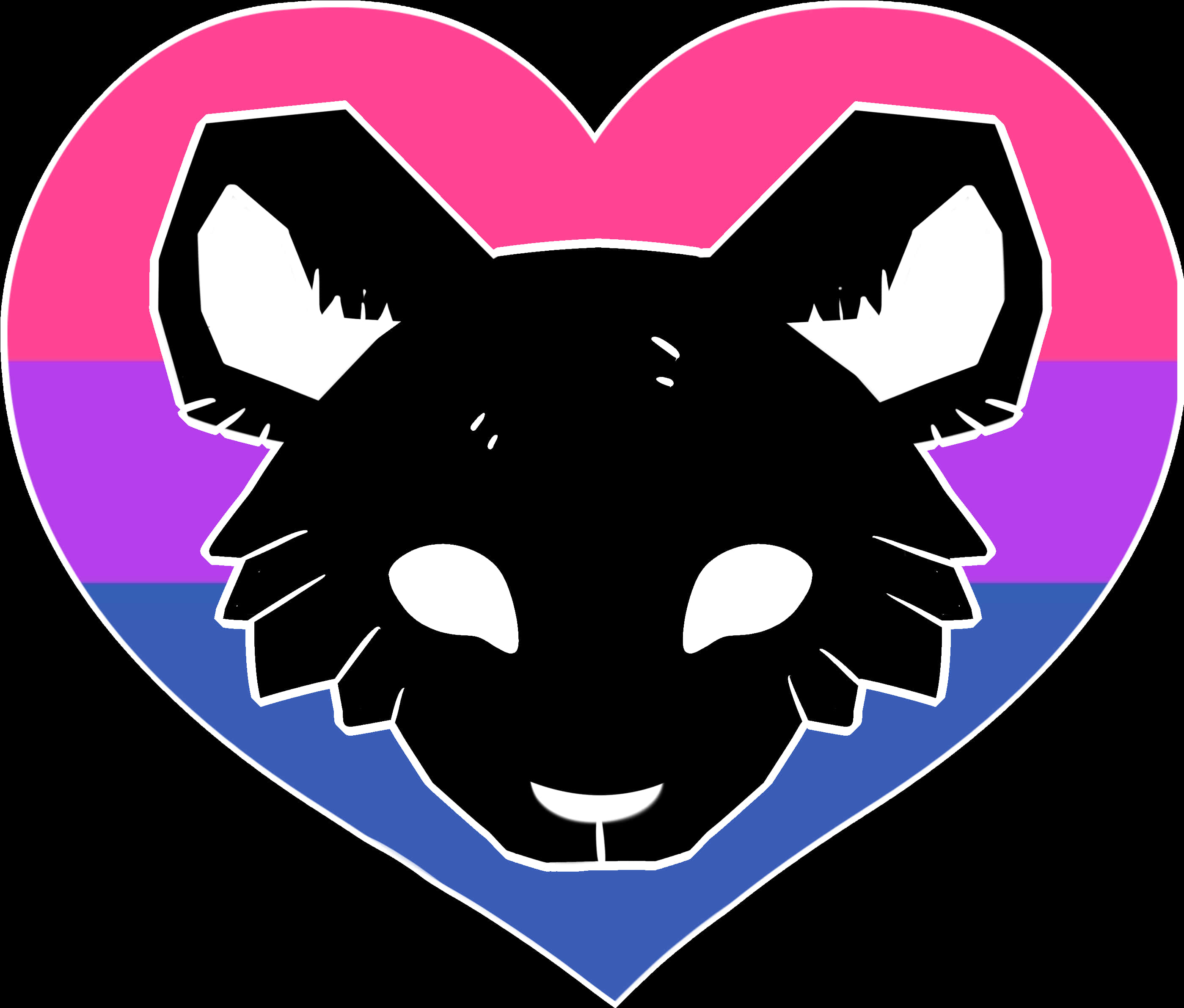 Bisexual Flag Heartwith Cat Silhouette PNG Image