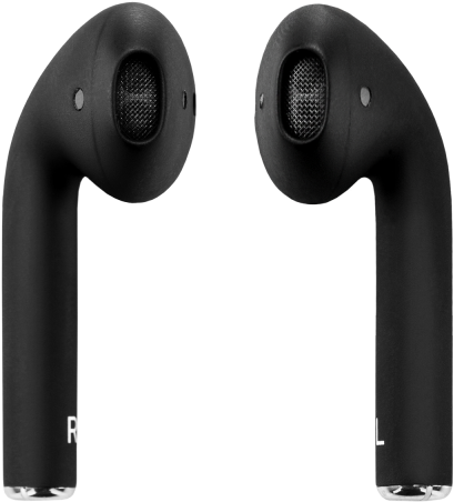 Black Air Pods Earphones Isolated PNG Image