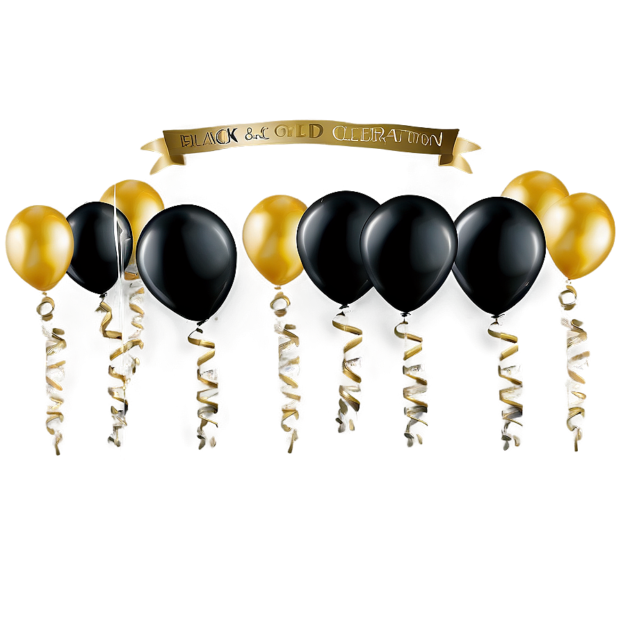 Black And Gold Balloon Celebration Png 27 PNG Image