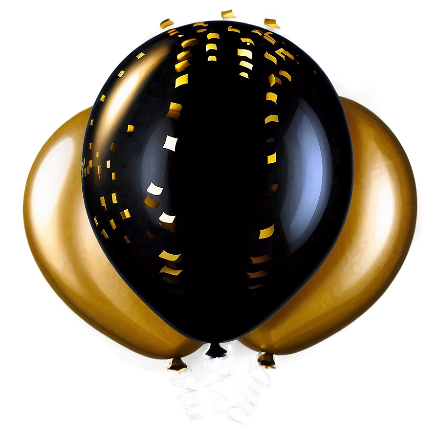 Black And Gold Balloons Decoration Png Mmu PNG Image