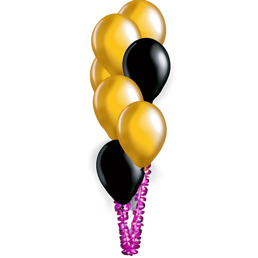 Black And Gold Balloons Decoration Png Pqc PNG Image