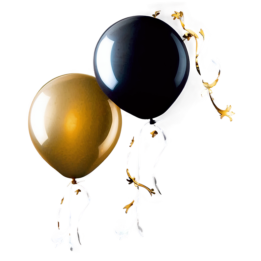 Black And Gold Balloons Png 06132024 PNG Image