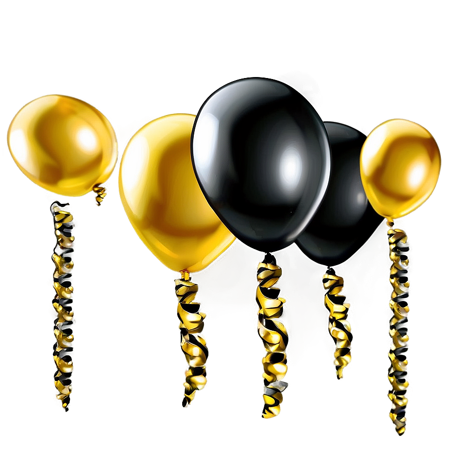 Black And Gold Birthday Balloons Png 5 PNG Image