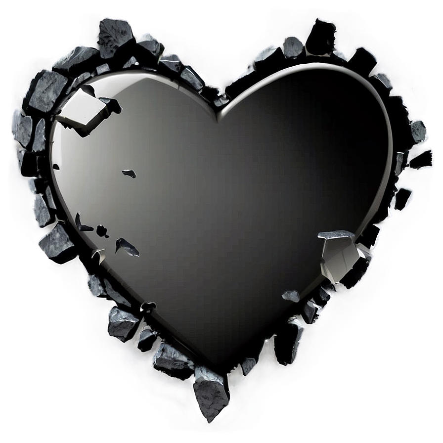 Black And White Broken Heart Png 06252024 PNG Image