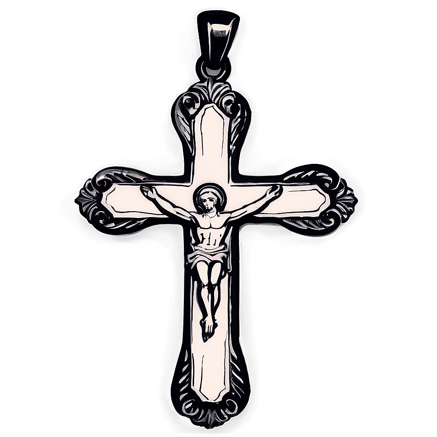 Black And White Catholic Cross Png Mpj63 PNG Image