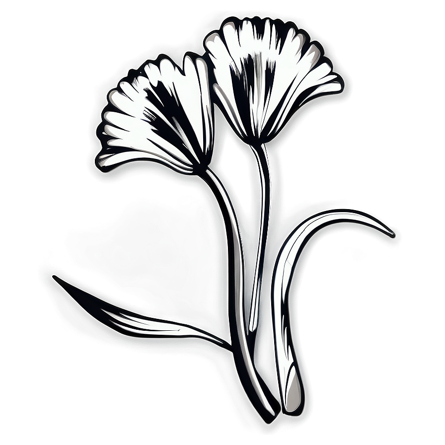 Black And White Floral Art Png Ked PNG Image