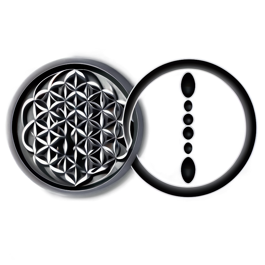 Black And White Flower Of Life Png Mja PNG Image