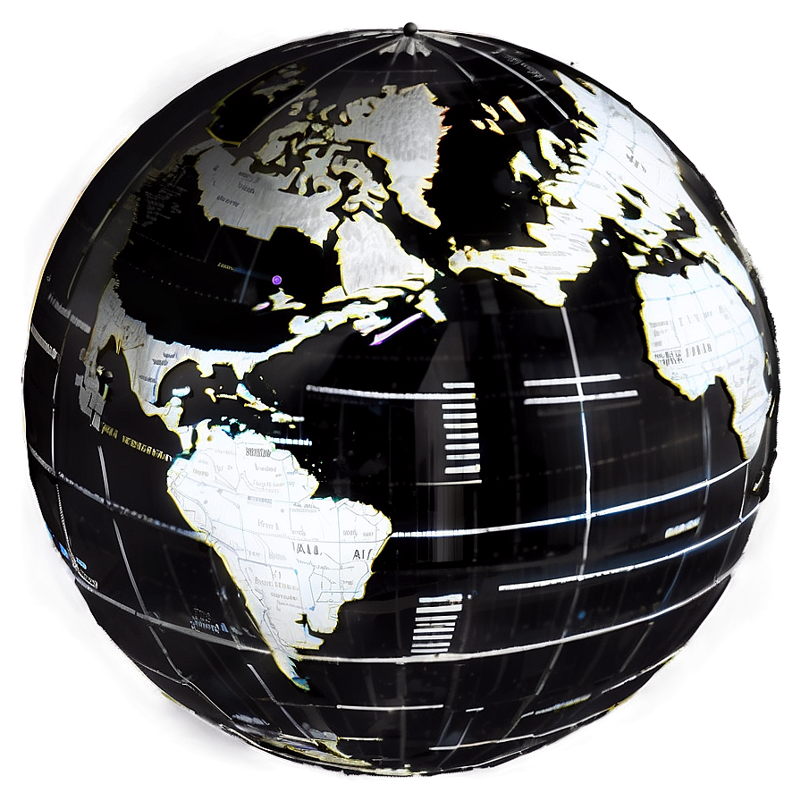 Black And White Globe For Geography Png Qev32 PNG Image