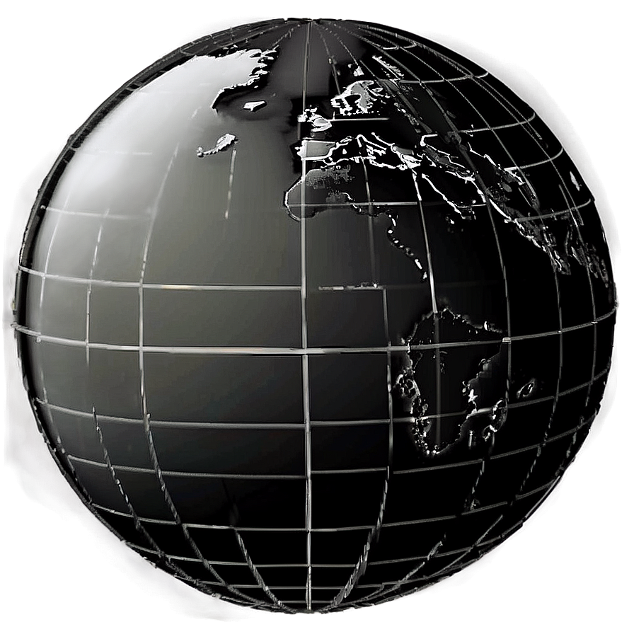 Black And White Globe With Countries Png Dyl7 PNG Image