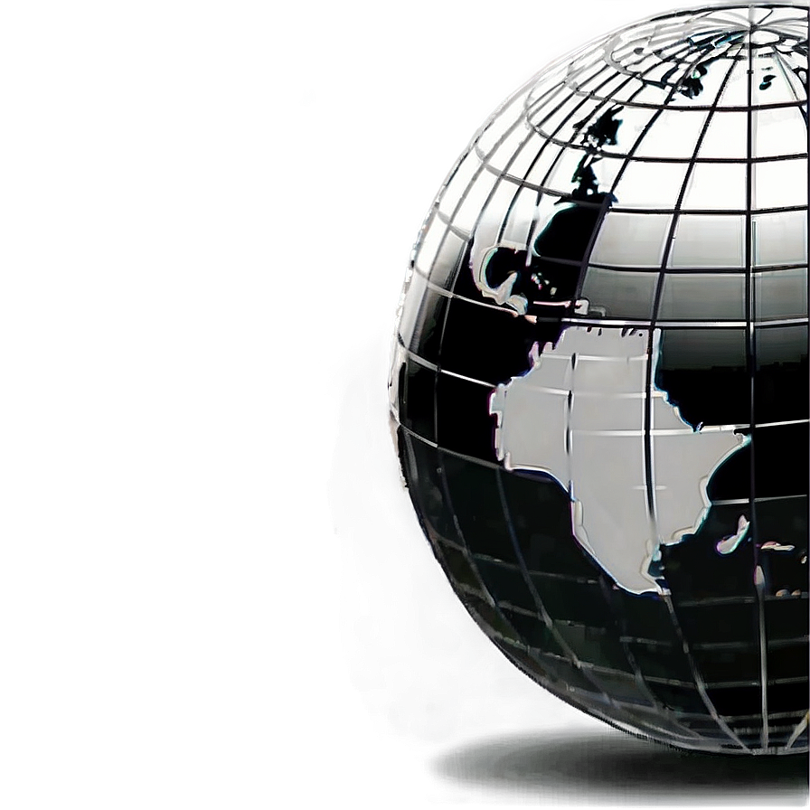 Black And White Globe With Grid Png Pqu62 PNG Image