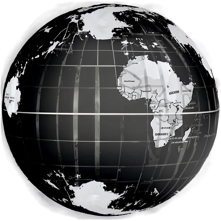 Black And White Globe With Oceans Png Xru51 PNG Image