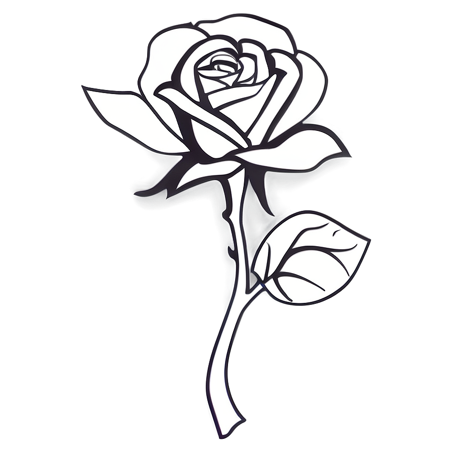 Black And White Rose Outline Png Bhg74 PNG Image