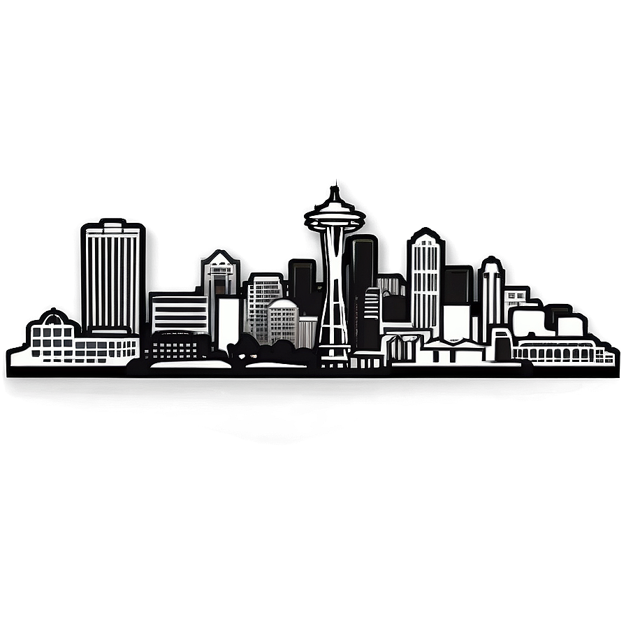 Black And White Seattle Skyline Png 43 PNG Image