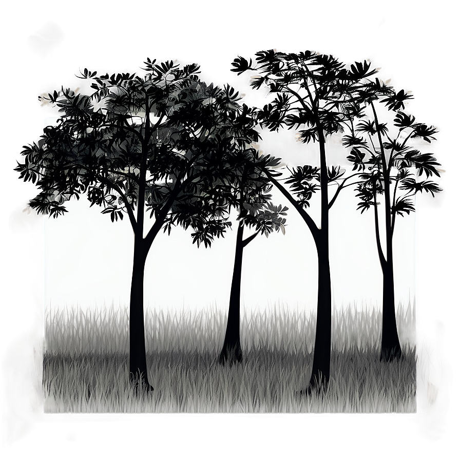 Black And White Trees Scenery Png Ohj PNG Image