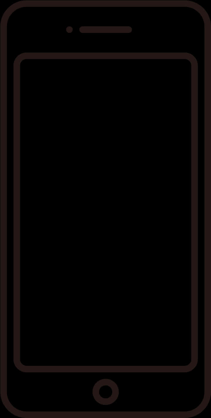 Black Android Smartphone Outline PNG Image