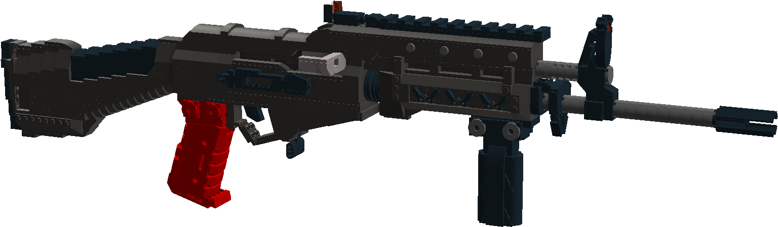 Black Assault Rifle Red Magazine PNG Image