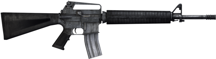 Black Assault Rifle Side View PNG Image